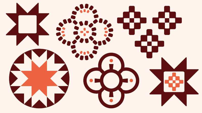 A collection of Indigenous mosaics.